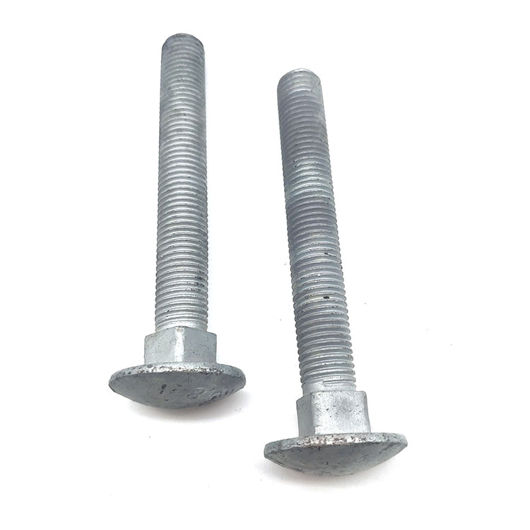 เหล็กกล้าคาร์บอนเกรด 4.8 5.8 6.8 M16 M20 HDG Carriage Bolt พร้อมเกลียว Fine Pitch สำหรับกำลัง