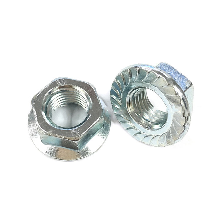 ชุบสังกะสีเกรด 4 Garde 8 Hex Flange Serrated Nut - DIN6923